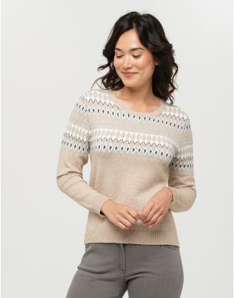 Pull jacquard beige