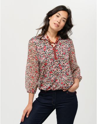 Blouse fleurie rouge