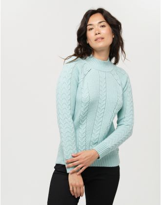 Pull vert d'eau torsades