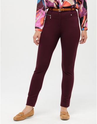 Pantalon slim rouge prune