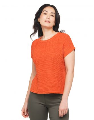 Pull orange sans manches