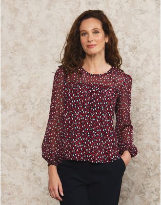 Blouse volant noir motif