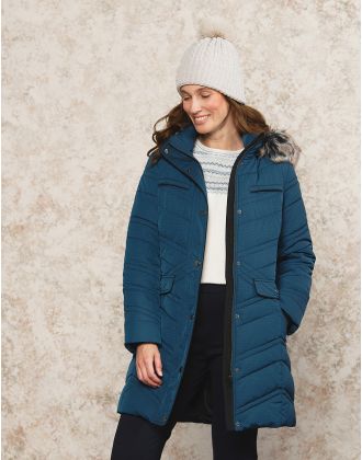 Parka longue bleu gris