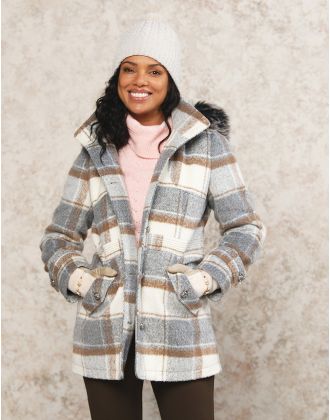 Manteau long à carreaux