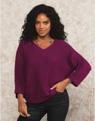 Pull ample irisé violet