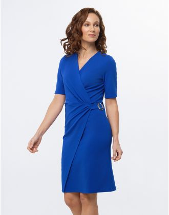 Robe chic drapée bleu