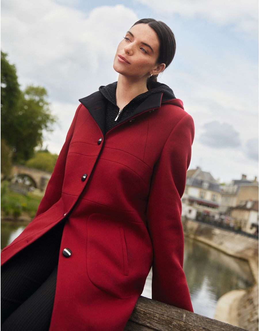 manteau laine femme rouge