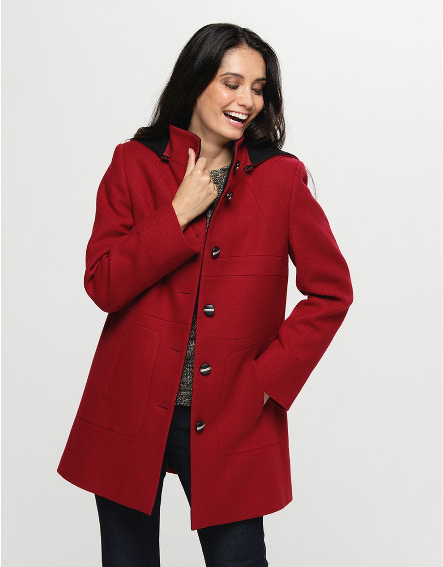 manteau court femme rouge