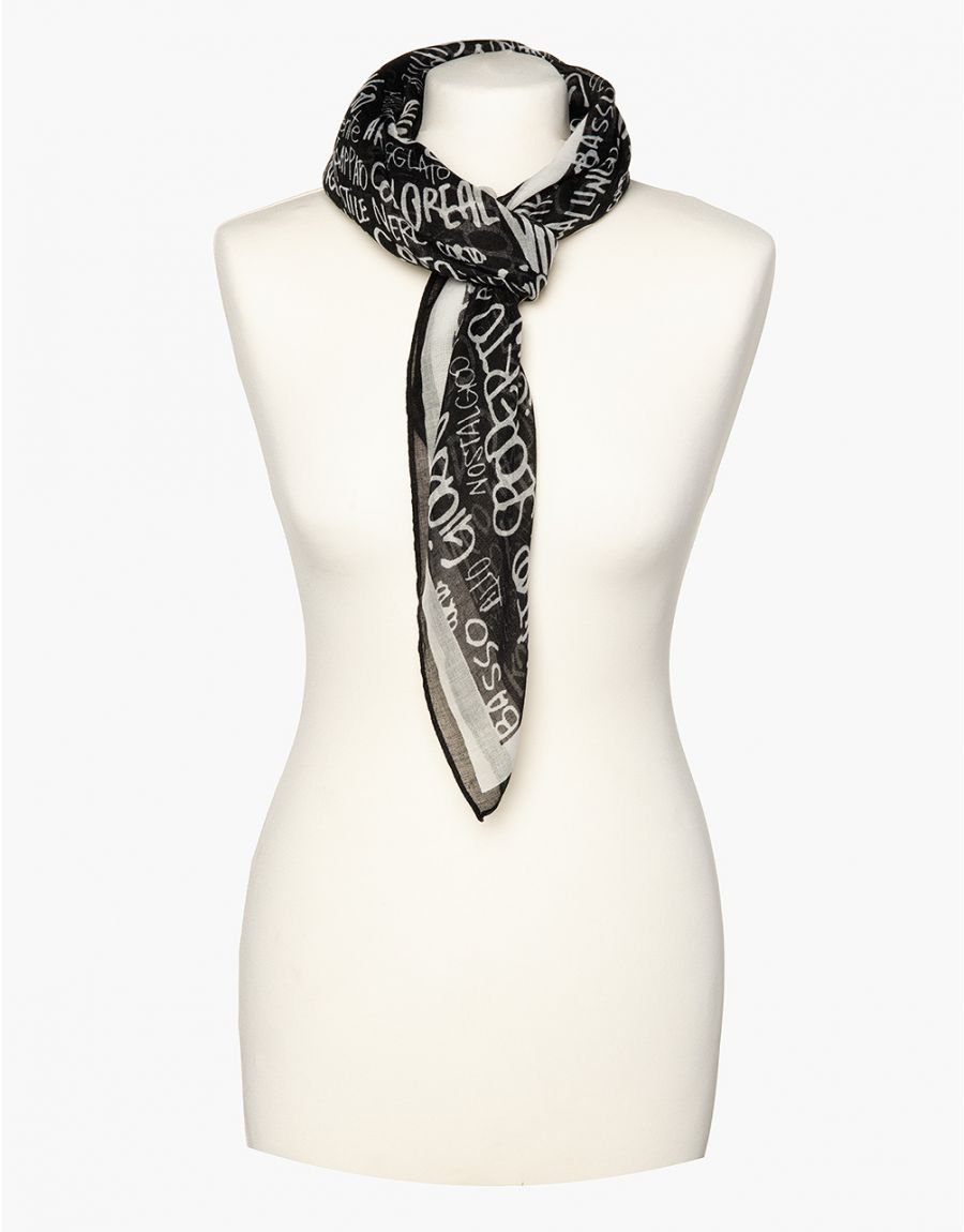 Foulard carr noir blanc Collection Christine Laure