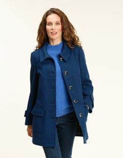 manteau laine bleu ciel