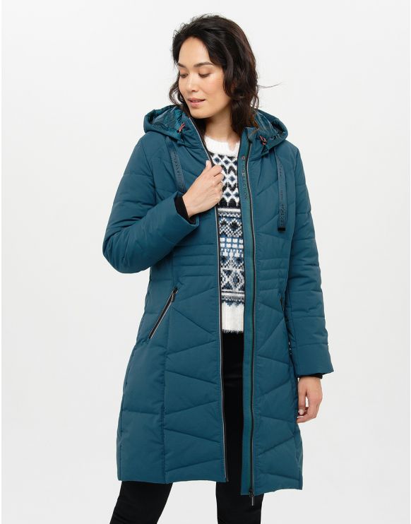 Veste longue style manteau pour femme (Vetement saison automne hiver) -  Couleur bleue